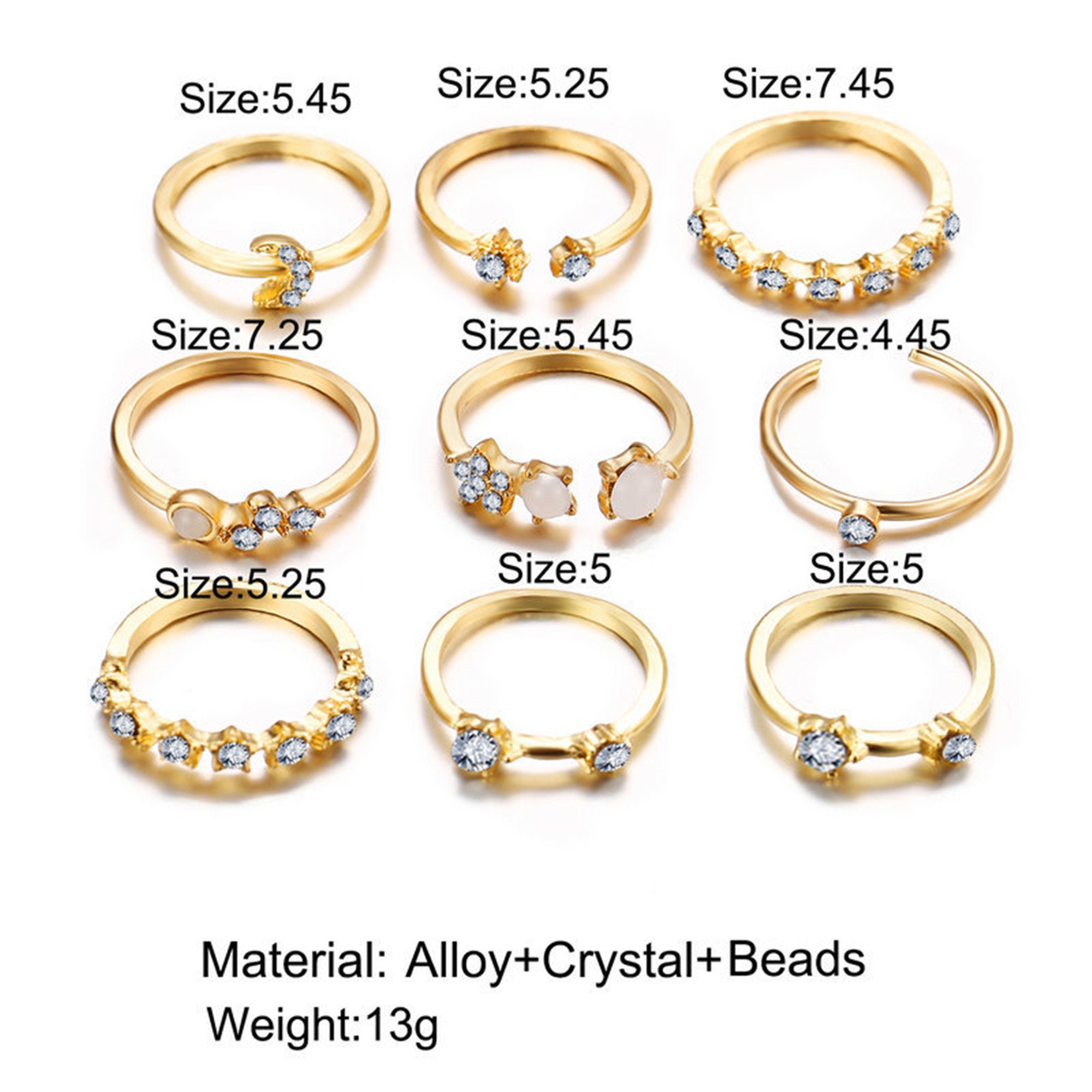 9 Pcs/set Gold Ring Set Midi Ring Set Moon Ring Star Rings | Etsy