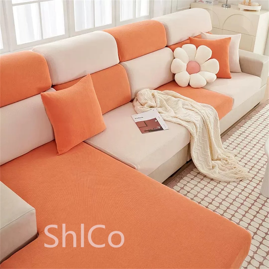 Chenille Stretch Sofa Cover Solid Color Sofa Slipcovers Sofa Protector