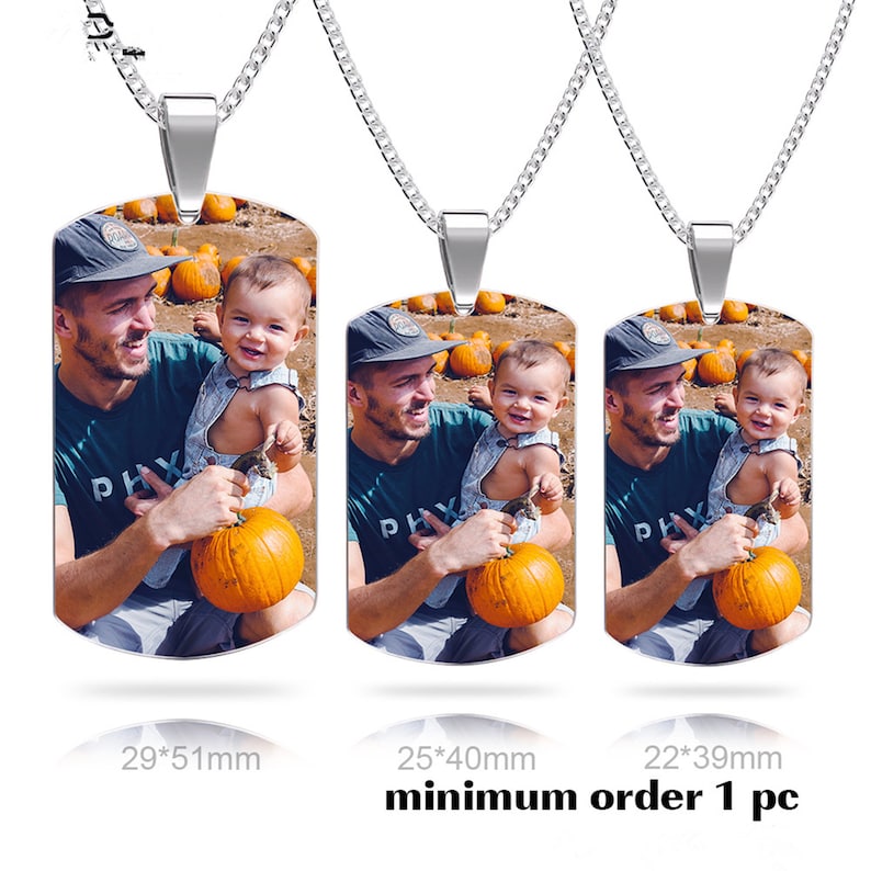 Personalized Stainless Steel Photo Tag,Photo Dog Pendant Engraved Photo Pendant Engraved Double Side Picture Dog Tag Custom Necklace Gift