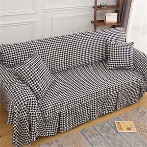 Vintage Wool Plaid MCM Retro Sofa Couch Prop Wingback Buyer Pays Shipping 