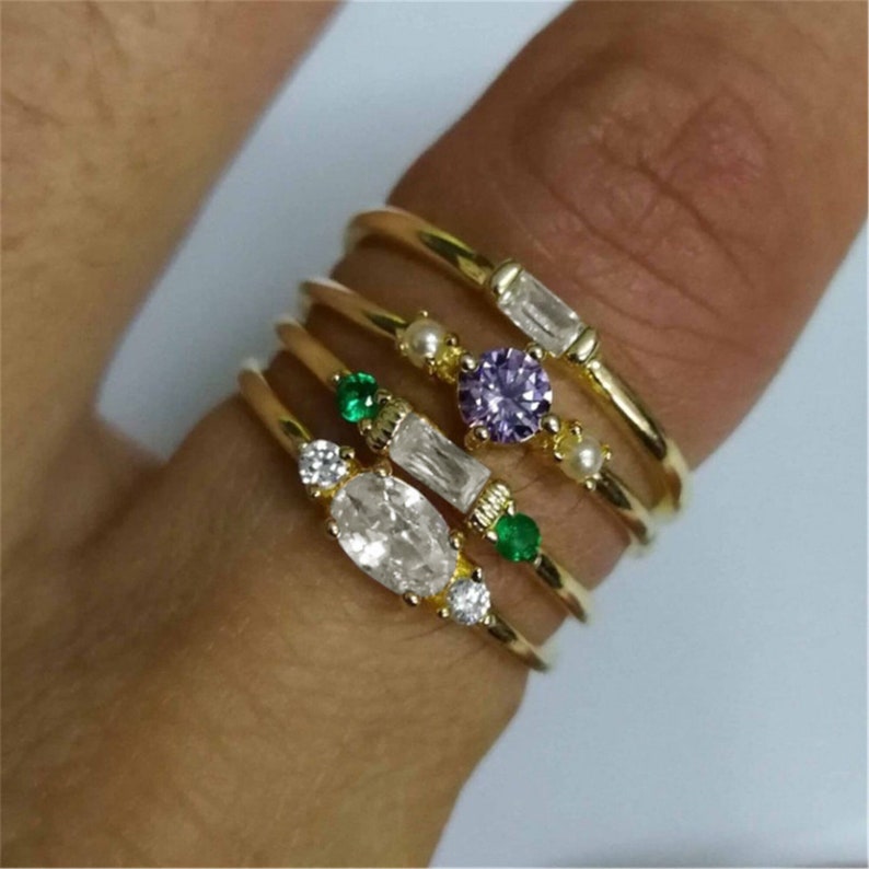 4 Pcs/set Ring Gold Midi Ring Set Retro Ring Set Simple Ring Etsy