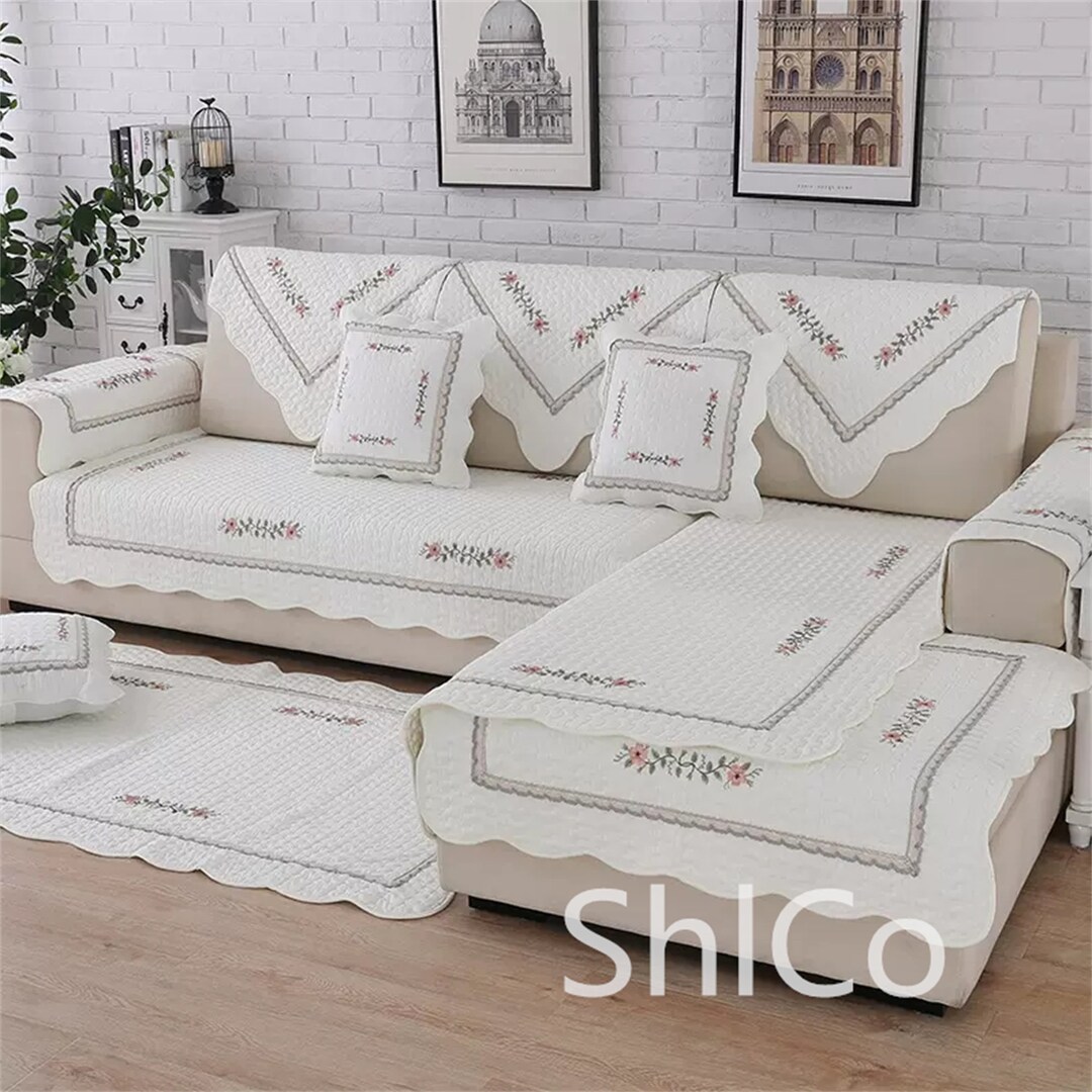 Rural Style Sofa Couch Embroidery Lace Sofa Cover Cotton Sofa Etsy