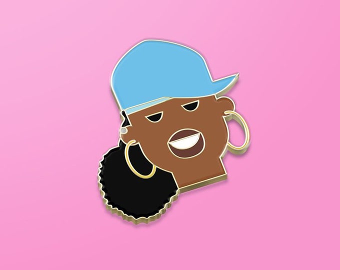 Limited Edition – Gold Missy Elliot hard enamel pin, hip hop gift