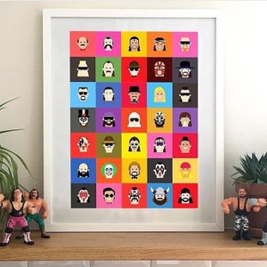 Classic 90s WWE wrestling Hall of Fame 35 character print. A3 poster. Limited Edition