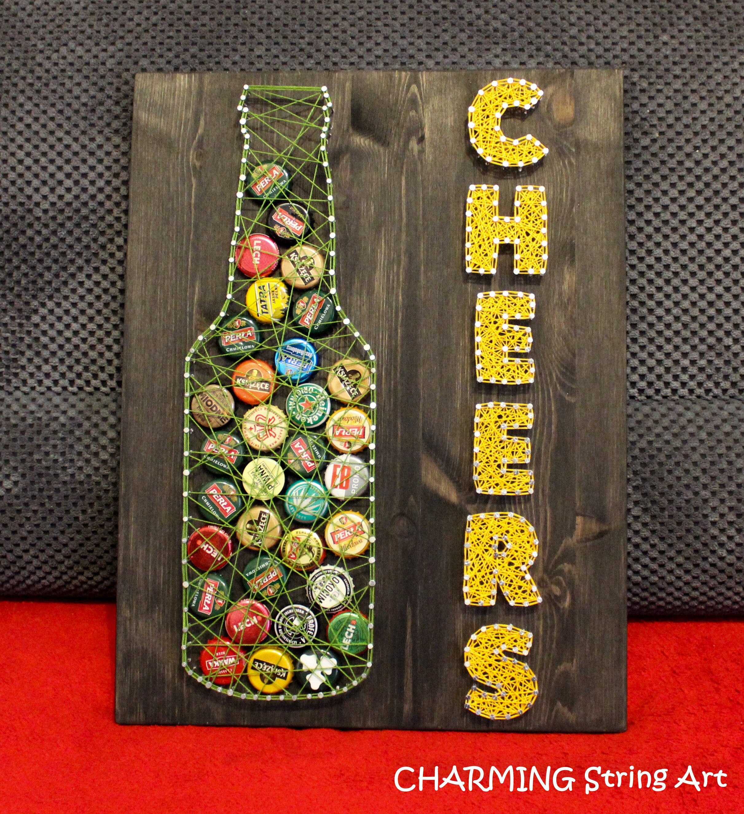 Beer Bottle Cap string art cheers wall art picture Etsy