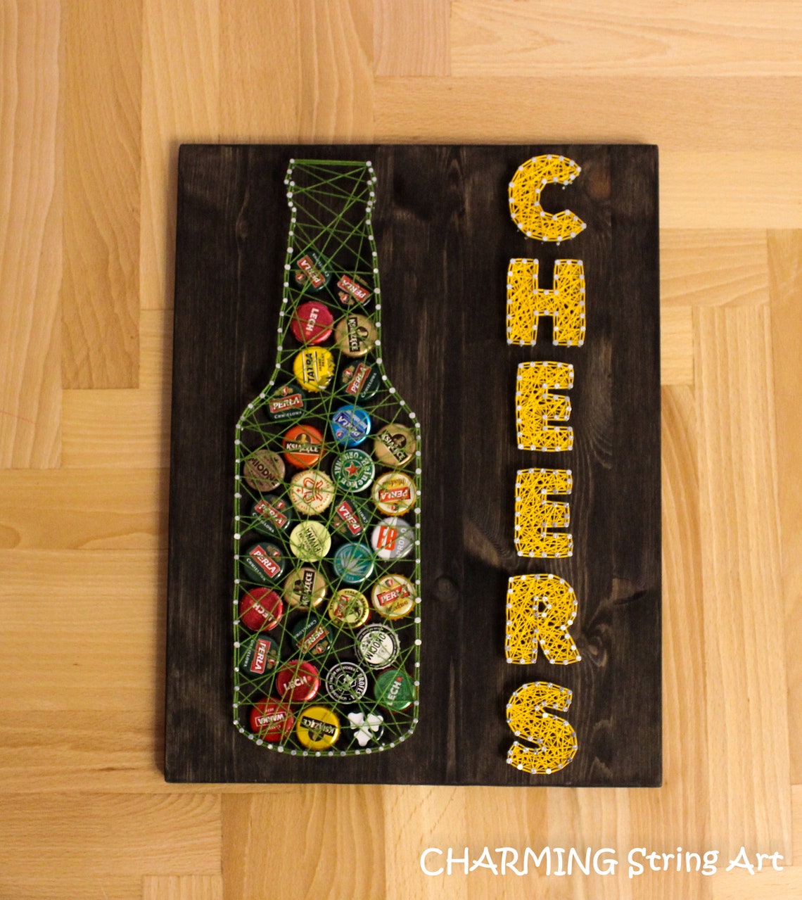 Beer Bottle Cap string art cheers wall art picture Etsy