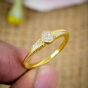 Dainty Gold Plated Sterling Silver CZ Wedding Band Ring