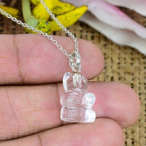 Sterling Silver Crystal Bear Pendant - Handmade Necklace