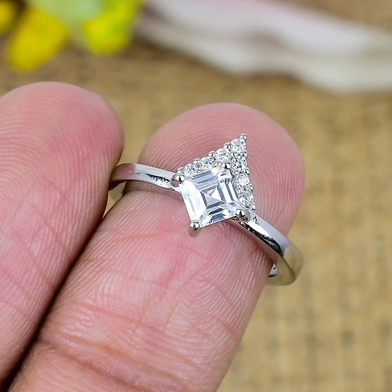 925 Sterling Silver Square CZ Ring Handmade Sterling Silver Square