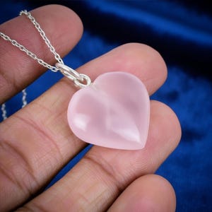 Handmade Natural Heart Rose Quartz Necklace Sterling Silver Rose Quartz Heart Pendant Minimalist Layering Jewelry Gift for her Love Necklace