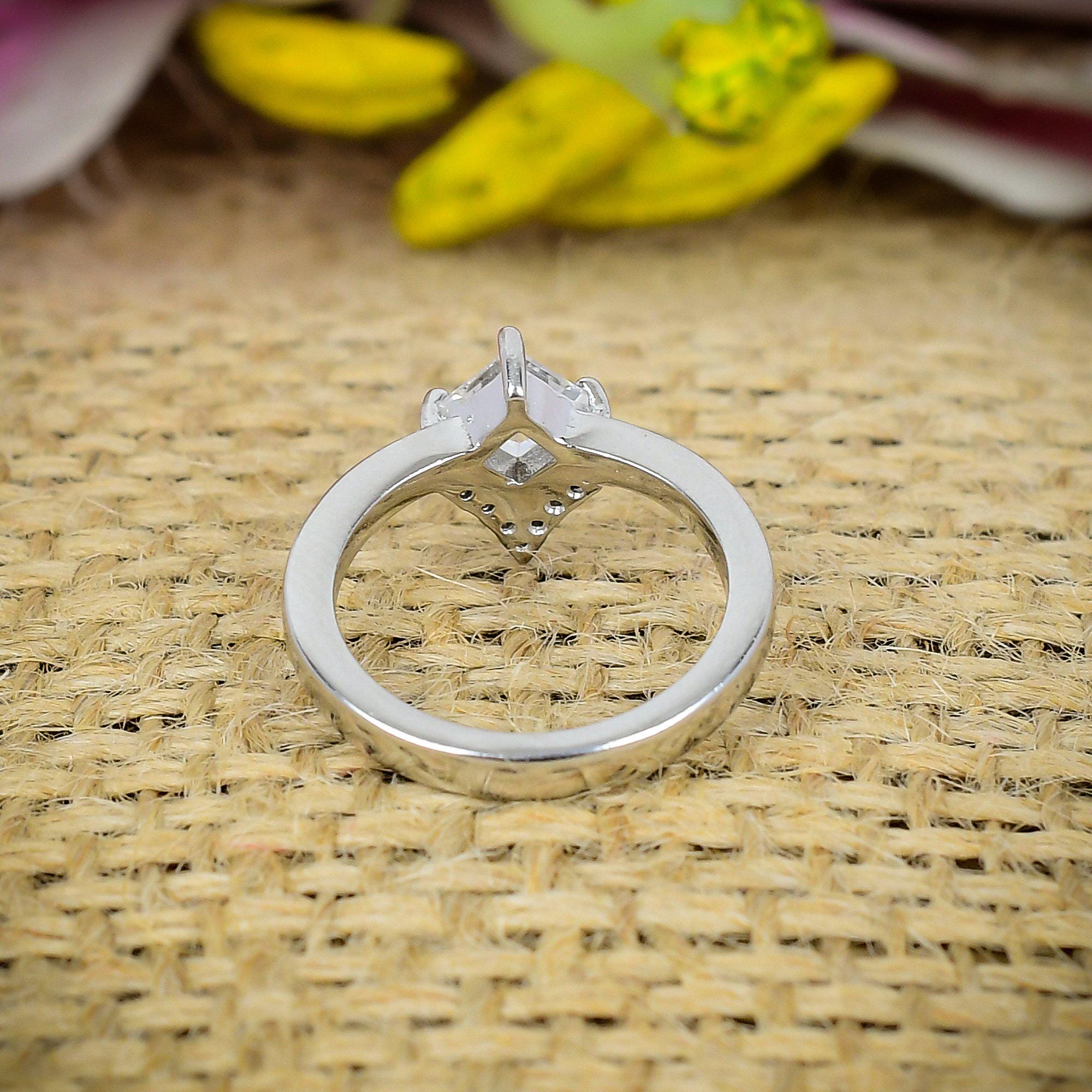 925 Sterling Silver Square CZ Ring Handmade Sterling Silver Square
