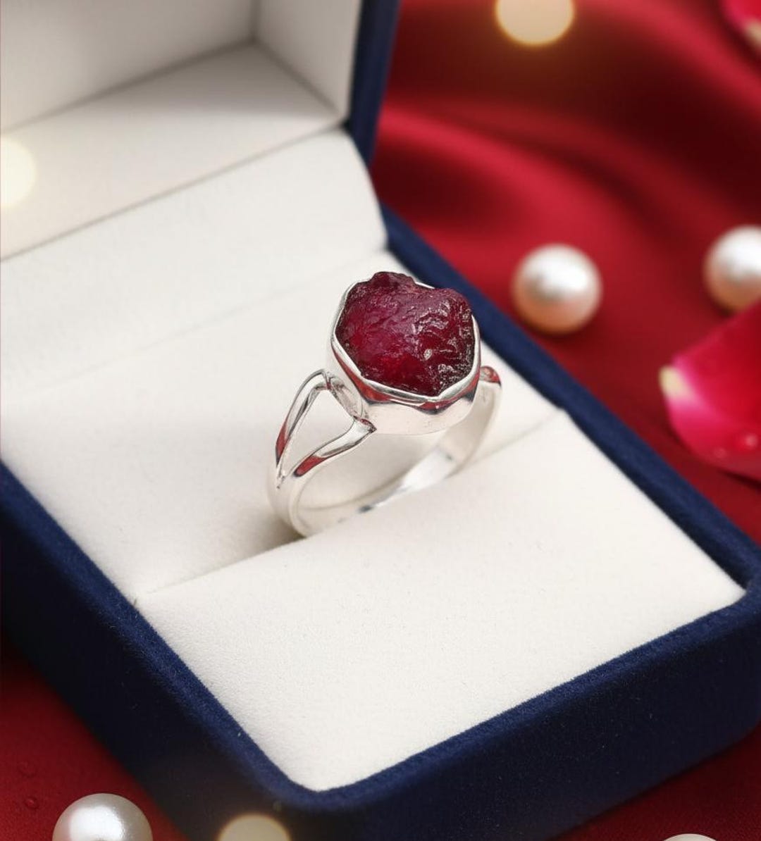 natural ruby silver ring, dainty ruby ring, stackable... 925 Sterling Silver Raw Ruby Ring Handmade Raw Ruby Silver Ring Boho ...