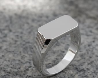 Handmade 925 Sterling Silver Rectangle Signet Ring