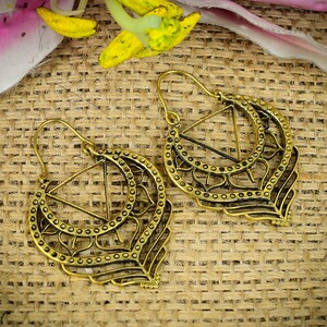 Mandala Hoops 925 Sterling Silver Hoop Earrings Boho Mandala Lotus Flower Hoop Earrings Large Flat Hoop Earrings with curved clasp Earrings