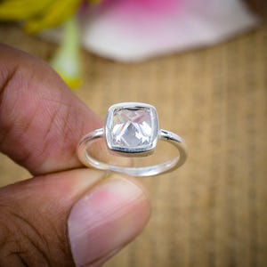 Cubic Zirconia Sterling Silver Ring: Simple CZ Band, Birthday Gift