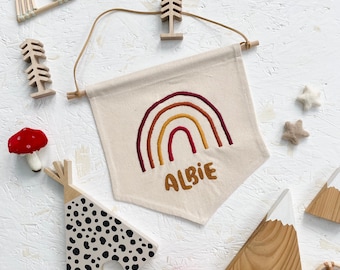 Personalised Name Embroidery Banner: Rainbow Nursery Decor