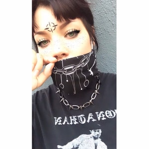 Our Super Limited “Cosmic Chain” bandana in black and asphalt  grey