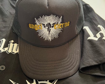 Angel Eterno embroidered black trucker