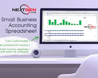 Small Business Bookkeeping Spreadsheet -  Excel - Accounting - Bookkeeping  - Invoice - Sales Tax- Expense- Income- Profit
