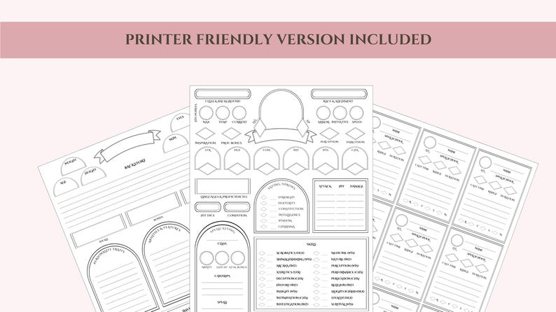 Dnd Character Sheet, Dungeons and Dragons Character Sheets, Dnd Character Sheet Printable, Dnd ...