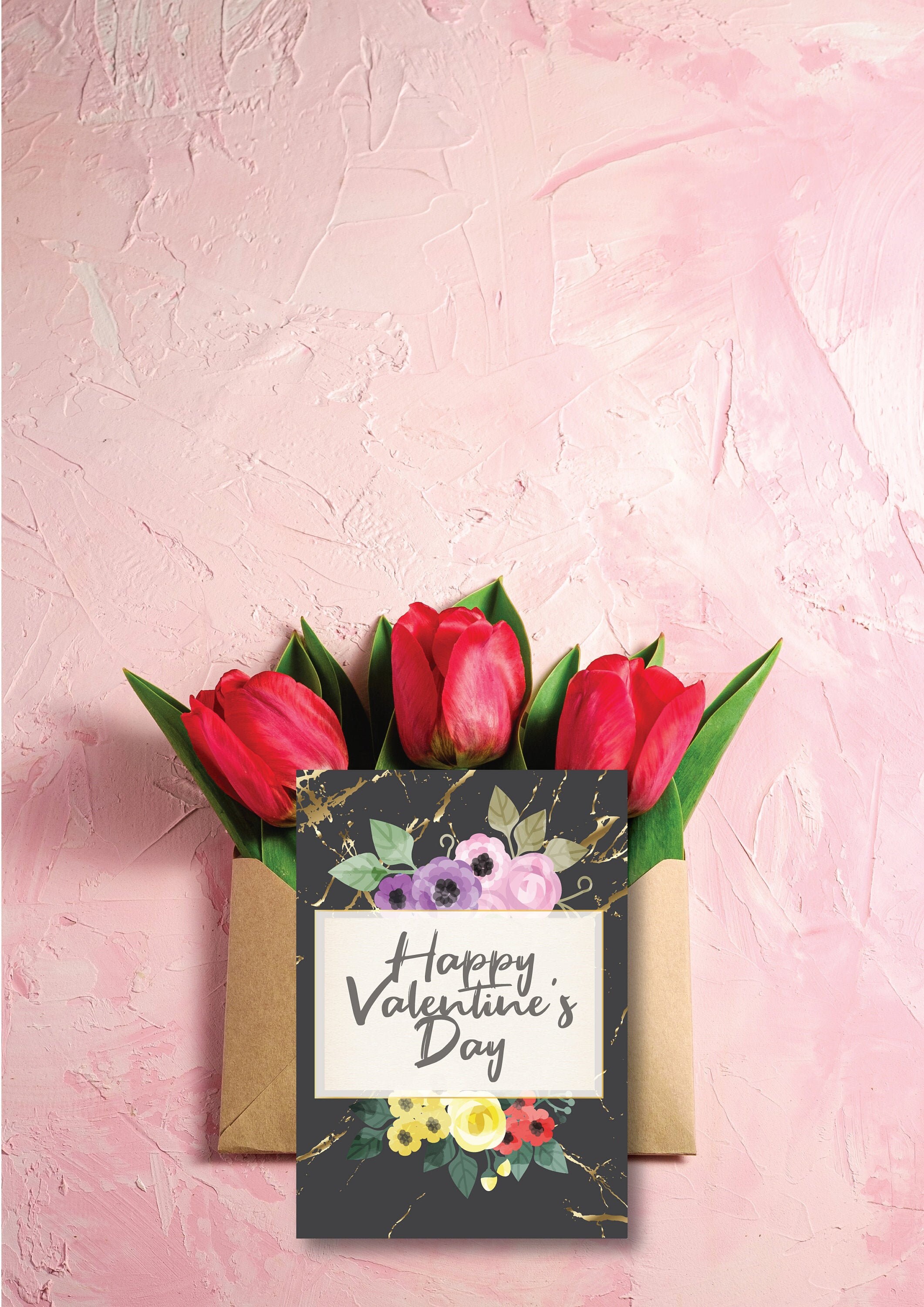 Happy Valentines Day Printable Floral Valentines Card PDF JPG | Etsy