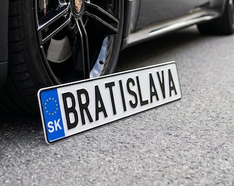 Custom Slovakia Embossed License Plate Name White Sign Copy, Personalize Delete Aluminum European Car Cling Euro EU
