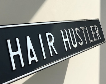 Black Nameplate Hair Hustler Mockup Sign Plaque European License Badge Personalized Plate Interior Wall Hangings Gothic Home Decor