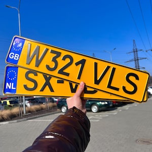 Yellow Custom European Embossed License Plate Name Sign Copy Personalized Delete Gift Metal Aluminum Car Cling. Father's day gift