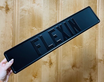 Placa de identificação frontal personalizada preta em preto, placas de parede penduradas, placa de carro euro, decoração de exclusão, presente de dia dos pais e filha