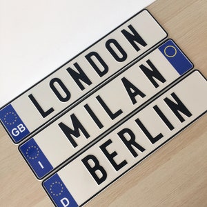 Custom European Embossed License Plate Name White Sign Copy Personalized Delete Interior Gift Aluminum Car Cling. Mother&#39;s day gift