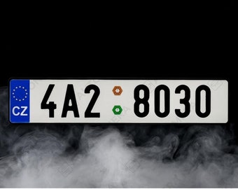 Benutzerdefiniertes europäisches geprägtes Nummernschild Tschechische Republik Name Weißes Schild Kopie Vereinigtes Königreich Personalisieren Löschen Aluminium Autoaufkleber Euro EU