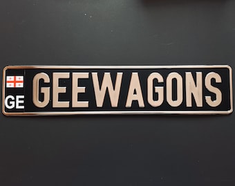Custom Black European License Plate: GE Personalized Aluminum Sign
