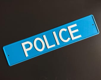 Black License Plate Police, ready unique signs, Home Decor Metal Old Art Front Delete Garage Funny Gift