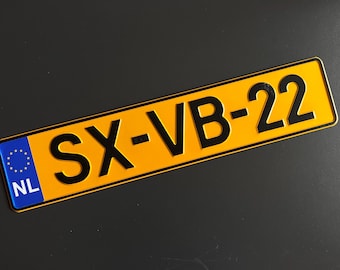 Yellow European License Plate, ready unique signs, Home Decor Metal Old Art Front Delete Garage Funny Gift