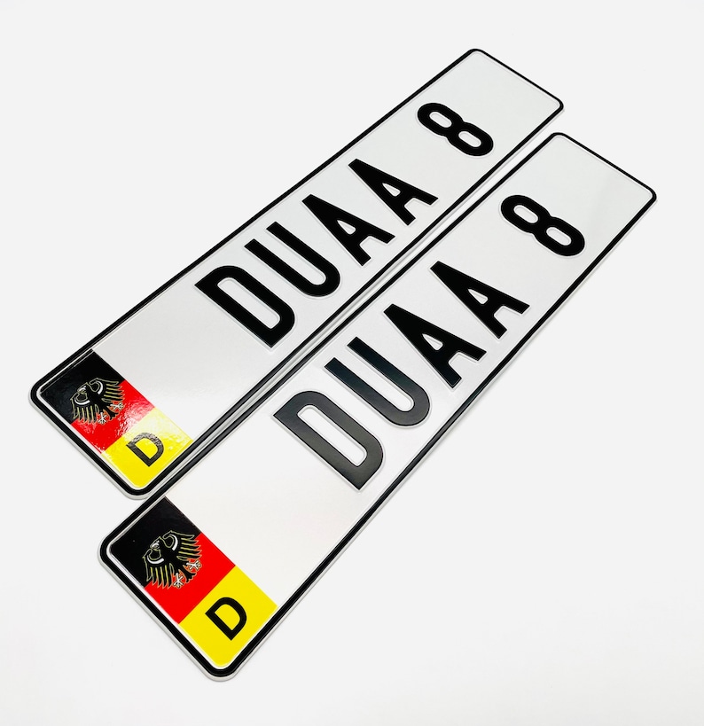 Custom European License Plate Name White German Reflective Etsy