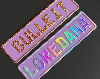 Custom Pink Nameplate. Wall Hangings Signs. Front License Plate Delete. Car decoration