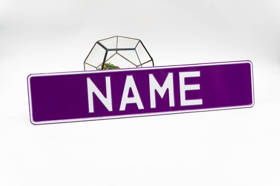 Violet Plate Metal Name Cover Custom License Mockup Home Decor Etsy