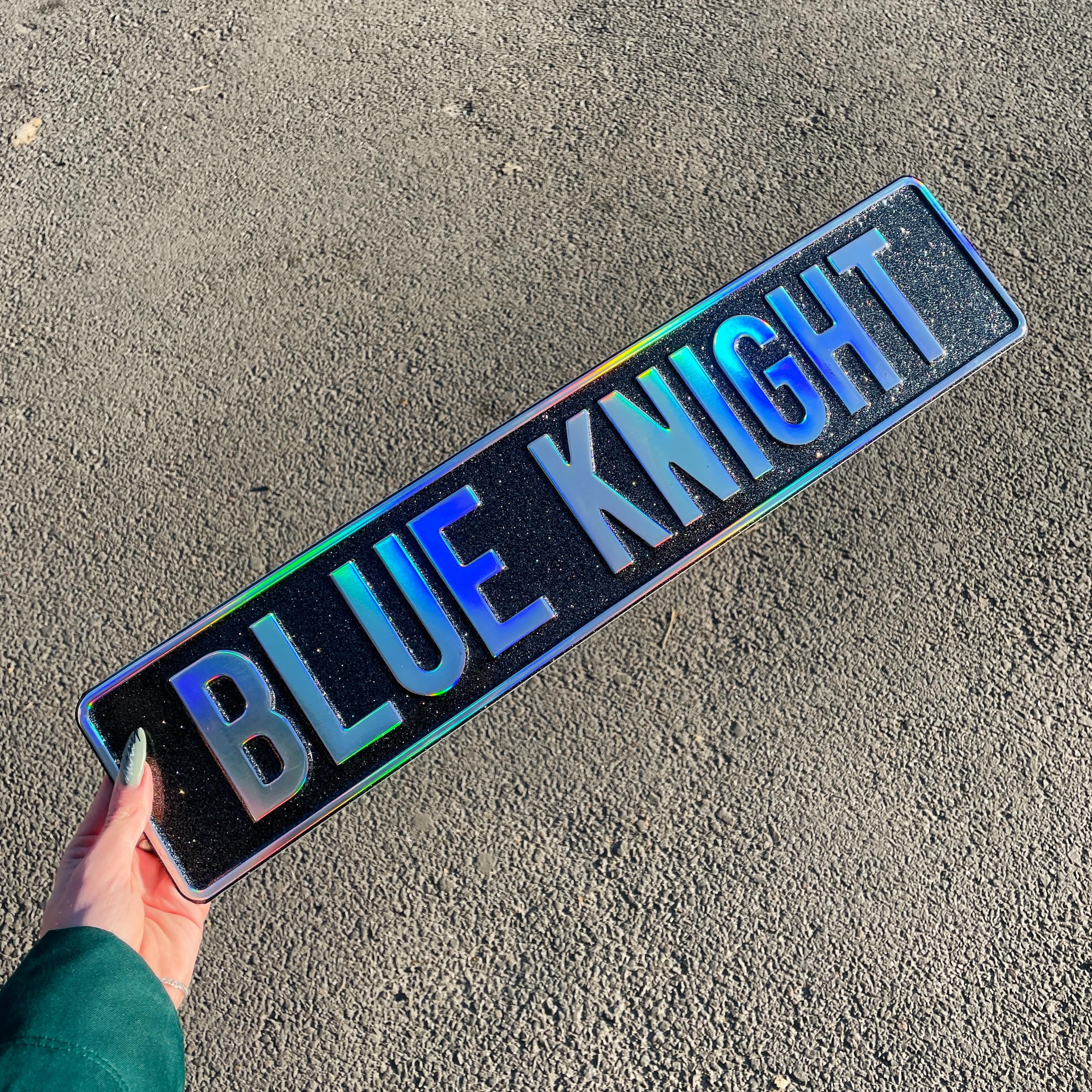 White Custom Nameplate. Long Wall Hangings. Street License Plate
