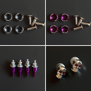 Set of 2/4 Metal Aluminum Screw On Type Caps with Stainless Steel Screws Hardware Fasteners for License Plate Frame