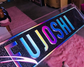 Placa de licença preta personalizada, decoração de casa assustadora, metal, presente de Halloween personalizado da filha