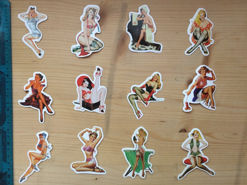Lot of Pinup Stickers Vintage Retro Sexy Pin up Girl Etsy