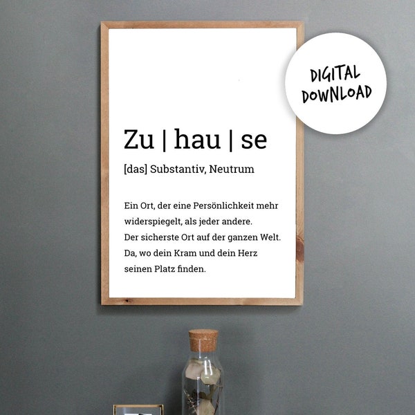 Home Definition Poster - digital download - Personal gift for you and your family to print out yourself - Duden Design Image