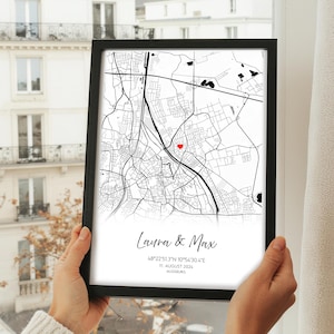 Geschenk Hochzeit & Jahrestag - Koordinaten Map Poster Personalisiert zum Valentinstag, Geburtstag. Hochzeitsgeschenk für das Brautpaar.