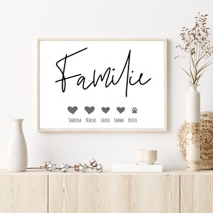Poster Personalized | Gift family – family picture names | Animal, Pet, Dog, Cat - Gift Idea Her, Him, Parents | Christmas