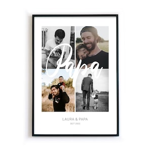 Personalisiertes Papa Poster mit eigenen Fotos - Geschenk zum Vatertag, Geburtstag, Weihnachten. Vatertagsgeschenk, Vater Bild mit Foto