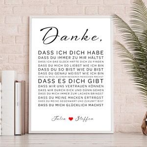 Thanks | Declaration of Love Personalized - Poster for Lovers - Personalized Gift for Couples - Gift Idea Her / Him - Anniversary