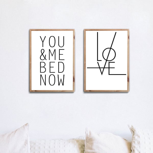 LOVE Poster Set - 2 Typographie Poster Perfekt für euer Schlafzimmer