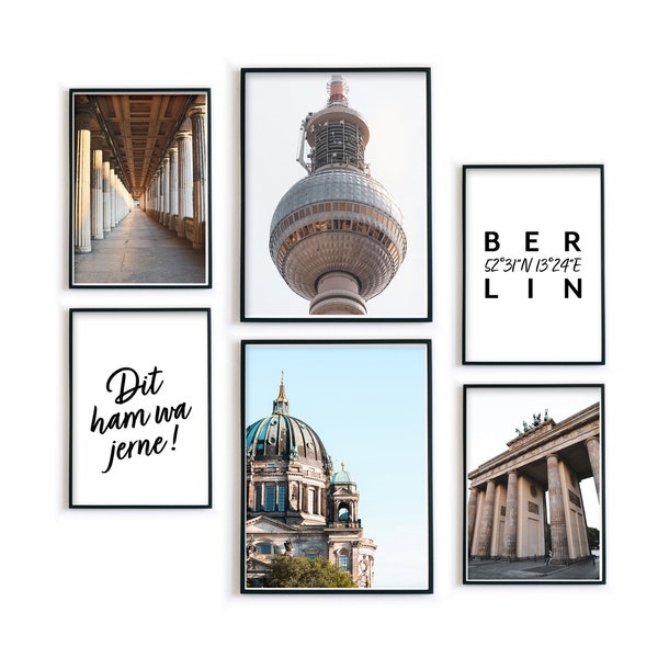 Berlin Bilder Set Wohnzimmer – BER Retro Poster - City Fotografien –  Berliner Geschenk Idee - Hauptstadt – Skyline – mitte - alex - Dom