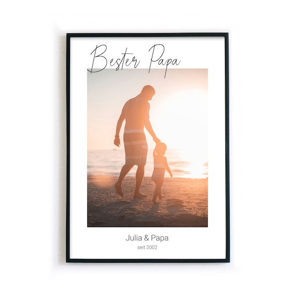 Bester Papa Fotogeschenk - Bild mit Foto - Personalisiertes Geschenk zum Vatertag, Geburtstag, Weihnachten. Vatertagsgeschenk, Vater Poster