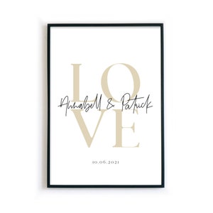 Poster Personalisiert für Paare Love Bild mit euren Namen Datum Geschenk Valentinstag, für Sie, Hochzeit, Weihnachten, Jahrestag Bild 1